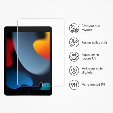 Accezz Protection d'écran en verre trempé avec applicateur pour Apple iPad 9 (2021) 10.2 pouces / iPad 8 (2020) 10.2 pouces / iPad 7 (2019) 10.2 pouces