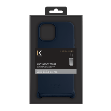 Custodia a tracolla in morbido silicone gel per Apple iPhone 12/12 Pro, Oxford Blue