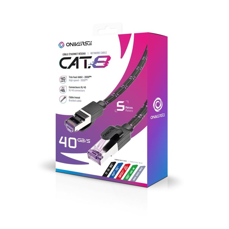 Câble Ethernet Réseau RJ45 Cat 8 Oniverse 5 pour PS5 PS4 Switch 2 Switch Xbox PC Mac - vue 2