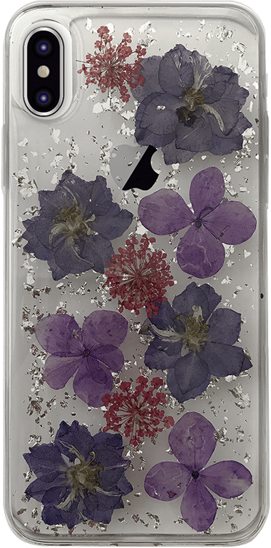 Coque semi-rigide transparente avec fleurs violettes pour iPhone iPhone X/XS