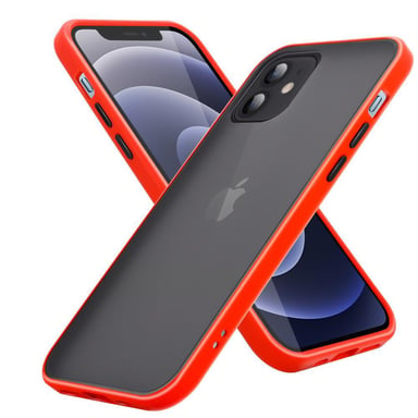 Coque pour Apple iPhone 12 / 12 PRO en Rouge Givré - Touches Noires Housse de protection Étui hybride avec intérieur en silicone TPU et dos en plastique mat