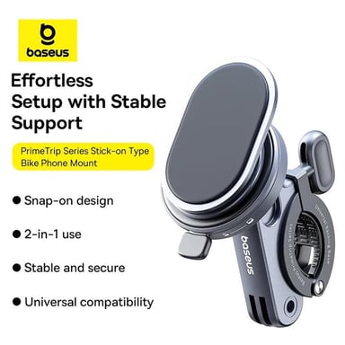 Baseus PrimeTrip support per telefono 2 in 1 per bicicletta / scooter / moto con anello supporto - Magnetico - Universale - Cosmic Black