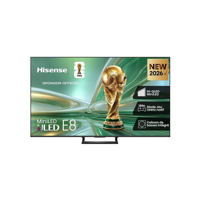 Téléviseur Hisense 50E8S 50  4K QLED Mini LED ULED Smart TV WiFi 144 Hz Local Dimming Dolby Vision IQ eARC Noir - Neuf