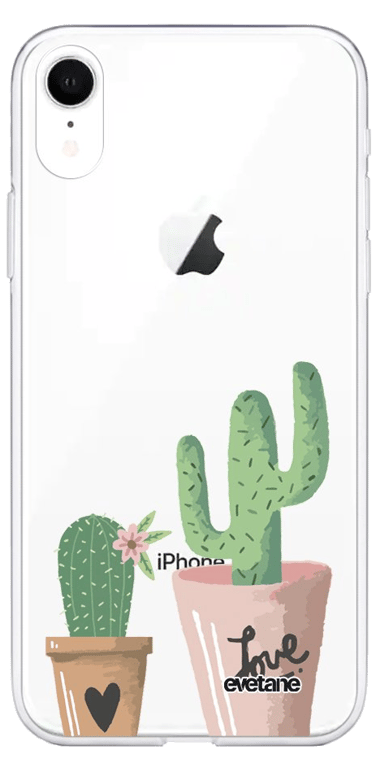 Evetane Coque Apple iPhone XR 360 intégrale transparente Motif Cactus Love Tendance
