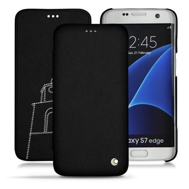 Housse cuir Samsung Galaxy S7 Edge - Rabat horizontal - Noir - Cuir lisse premium