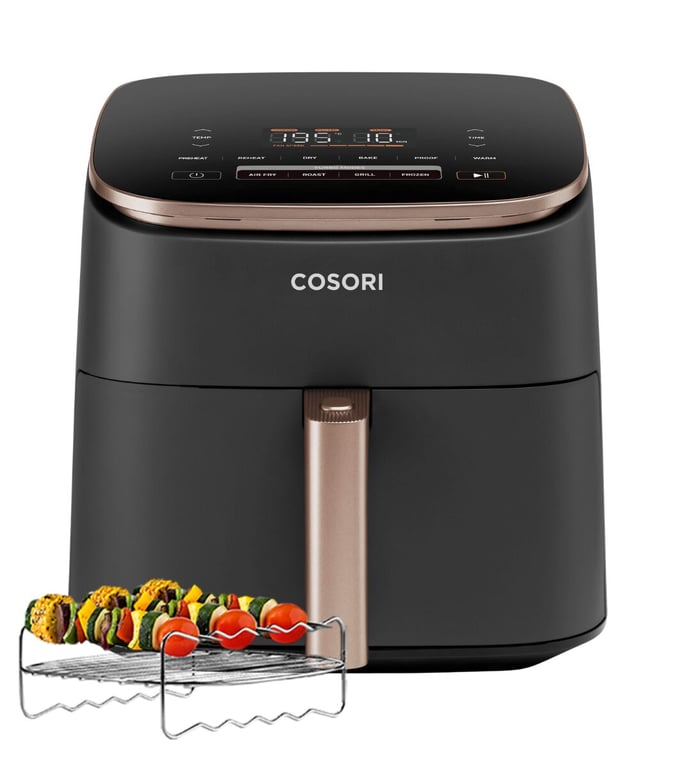 Cosori Turbo Blaze Unique 6 L Autonome 1725 W Friteuse d'air chaud Noir, Rose doré - Neuf