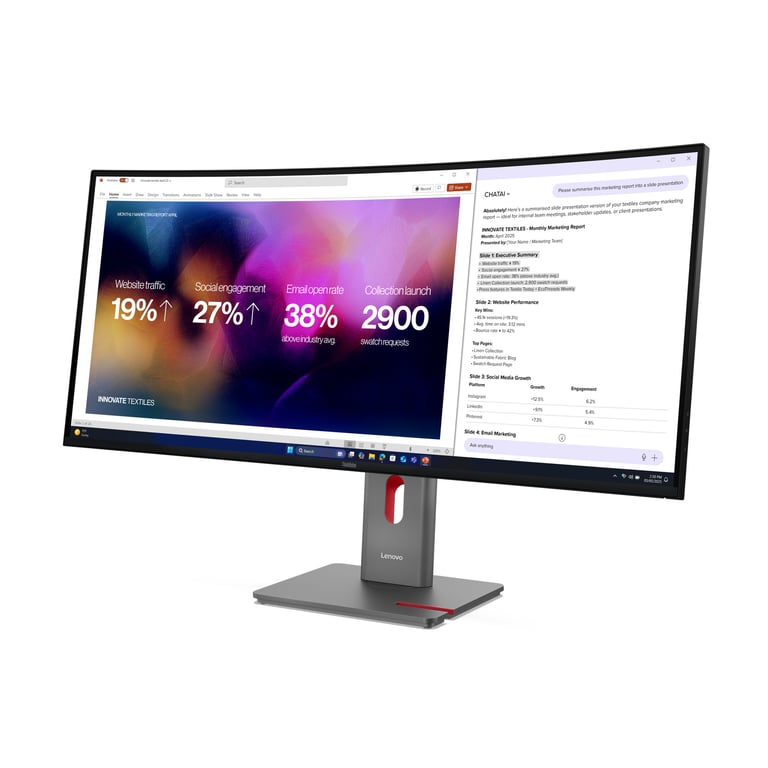 Lenovo ThinkVision P40WD 40 Écran LED incurvé 40 39.7 visualisable 5120 x 2160 5K @ 120 Hz IPS 400 cdm² 2000:1 HDR10 4 ms Thunderbolt 4 HDMI DisplayPort haut parleurs... - vue 5
