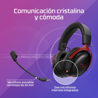 Cuffie da gioco wireless HyperX Cloud III S nero-rosso - Autonomia 120h - Suono cristallino - Microfono chiaro