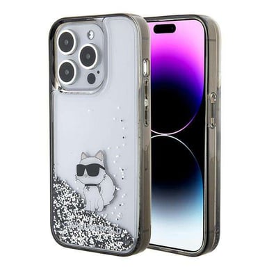 Custodia Karl Lagerfeld per iPhone 15 Pro Max 6,7'' custodia rigida trasparente Liquid Glitter Choupette