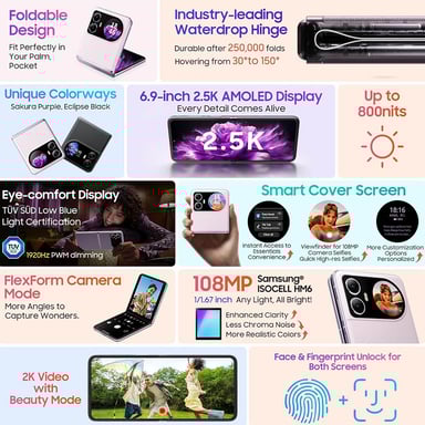 Blackview HERO 10 Teléfono Plegable, Pantalla AMOLED de 6.9 pulgadas, 12GB + 256GB, Cámara de 108MP, Carga Rápida de 45W, NFC, ID de Huella Digital, Android 13