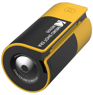 Kodak Memo Shot ERA MS100 - Stampa fotografica autoadesiva 2,7x1,8, compatibile con iOS/Android via Bluetooth, facile sostituzione della cartuccia con un solo tocco, stampe in 25 secondi, App KODAK Memo - Giallo
