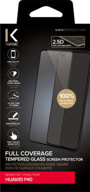 Pellicola protettiva in vetro temperato (100% di copertura della superficie) per Huawei P40, nero