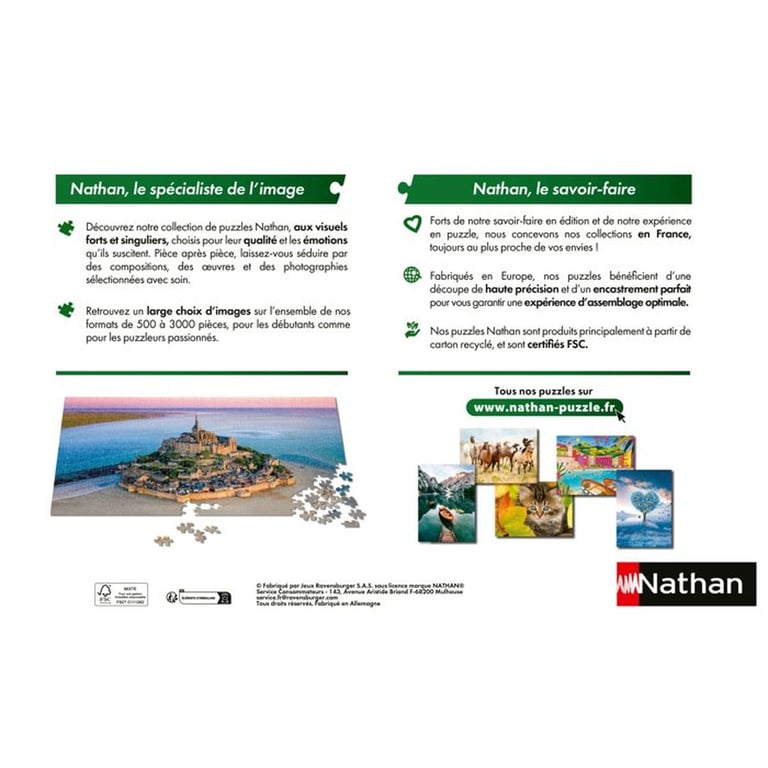 Puzzle 3000 pièces Nathan Nostalgie « Dans les rues de Paris » Tour Eiffel 14+ Noir - Neuf