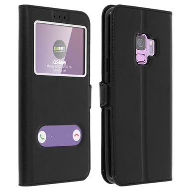 Funda Samsung Galaxy S9 libro con doble ventana Carcasa de silicona – Negro