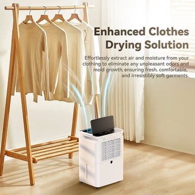 Deshumidificador Solayce PD16R-02EE con Depósito de Agua 3.2L, Ruido 35dB y Panel Táctil Inteligente