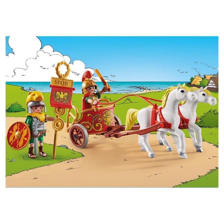 Coffret PLAYMOBIL Astérix : Char Romain avec Brutus et Chevaux - Neuf