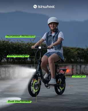 Bicicleta eléctrica isinwheel U4 para adultos, batería de 250 W, 36 V, 10,4 Ah, 16'', bicicletas eléctricas de paso bajo para adultos y adolescentes-Blanco