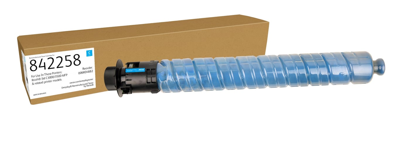 Xerox Cyan compatible remanufacturé cartouche de toner alternative pour : Ricoh 842258 programme de retours World Alliance - vue 2