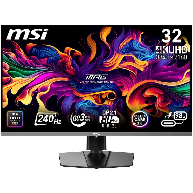 MPG 322URXDE QD OLED 80 cm 31.5 Zoll schwarz UltraHD4K QD OLED G Sync komp. USB C DisplayPort 2. UHBR20 240Hz Panel Neuf - vue 1