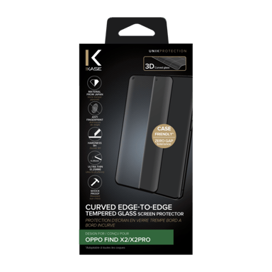 Protezione dello schermo in vetro temperato da bordo a bordo per OPPO Find X2/X2 Pro, nero