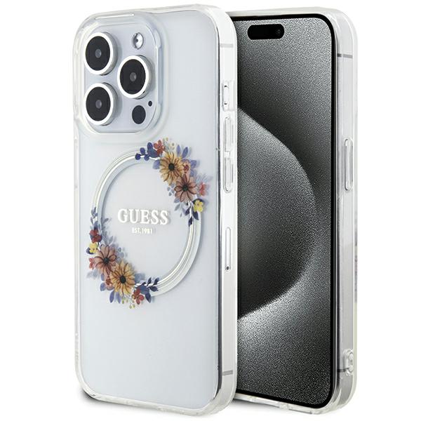 Guess Coque de téléphone - IML Flowers Wreath MagSafe - Floral - Clair - Haute qualité