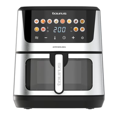 Taurus AF1703XD Unique 8 L Autonome 2100 W Friteuse d'air chaud Noir, Acier inoxydable