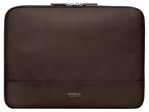 Funda para portátil de hasta 14'', funda para PC de 13'' en símil piel repelente al agua, soportes elásticos, forro Doudou, marrón