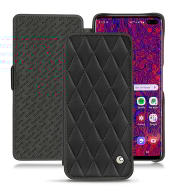 Housse cuir Samsung Galaxy S10 5G -  - Noir - Cuir lisse couture