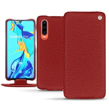Funda de piel Huawei P30 - Solapa vertical - Rojo - Piel granulada