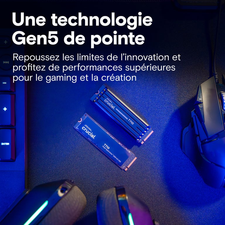 CRUCIAL T710 Disque dur SSD 4 To avec dissipateur PCIe Gen5 NVMe .2 - vue 2