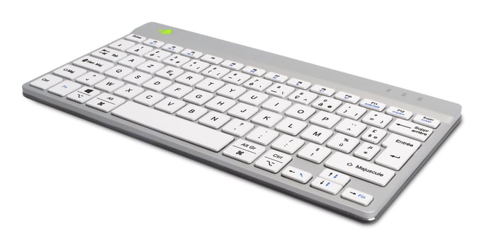R-Go Tools Teclado ergonómico R-Go Compact Break, teclado compacto con software de pausa, AZERTY (FR), bluetooth, blanco