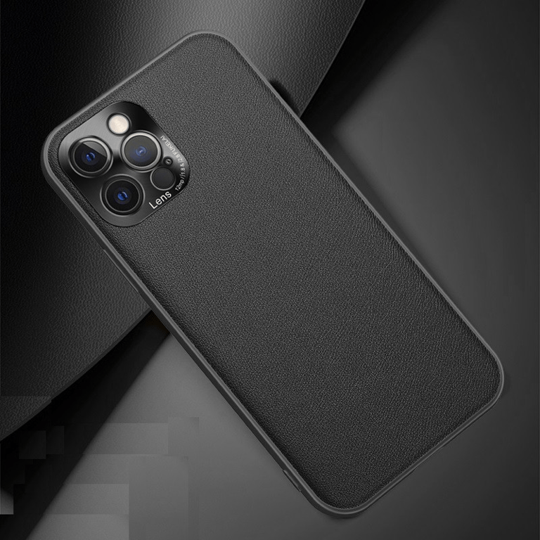 Coque Simili Cuir pour IPHONE 13 Pro Fine Elegante Protege Cameras (NOIR)