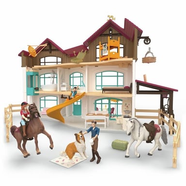 Schleich Horse Club Villa de Lakeside 42785 maison multi-niveaux avec figurines, chevaux et accessoires Noir multicolore