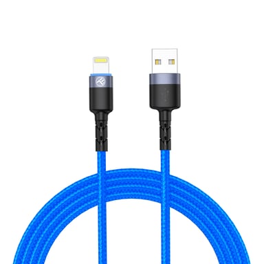 Cable de datos USB a Lightning de Tellur con luz LED, 3A, 1,2 m, azul
