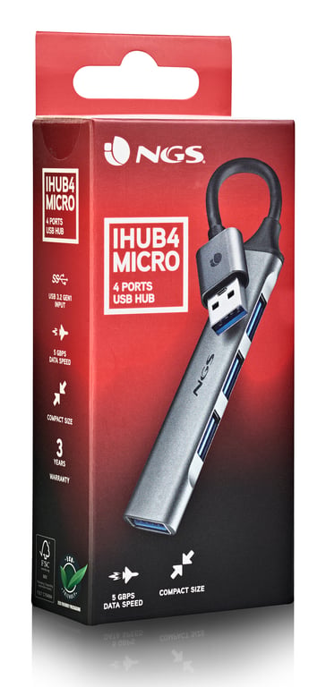 NGS IHUB4 MICRO USB 3.2 Gen 1 3.1 Gen 1 Type A 5000 Mbit/ Neuf - vue 2