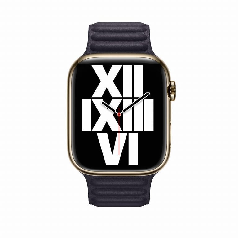 Bracelet à maillons cuir pour Apple Watch 45 mm - S/M - Minuit