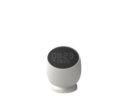 KREAFUNK Bell Réveil digital sans fil – LED dimmable, fonction snooze flip, batterie longue durée, design compact -blanc