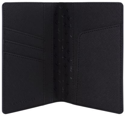 Etui passeport saffiano pour voyage, minuit noir
