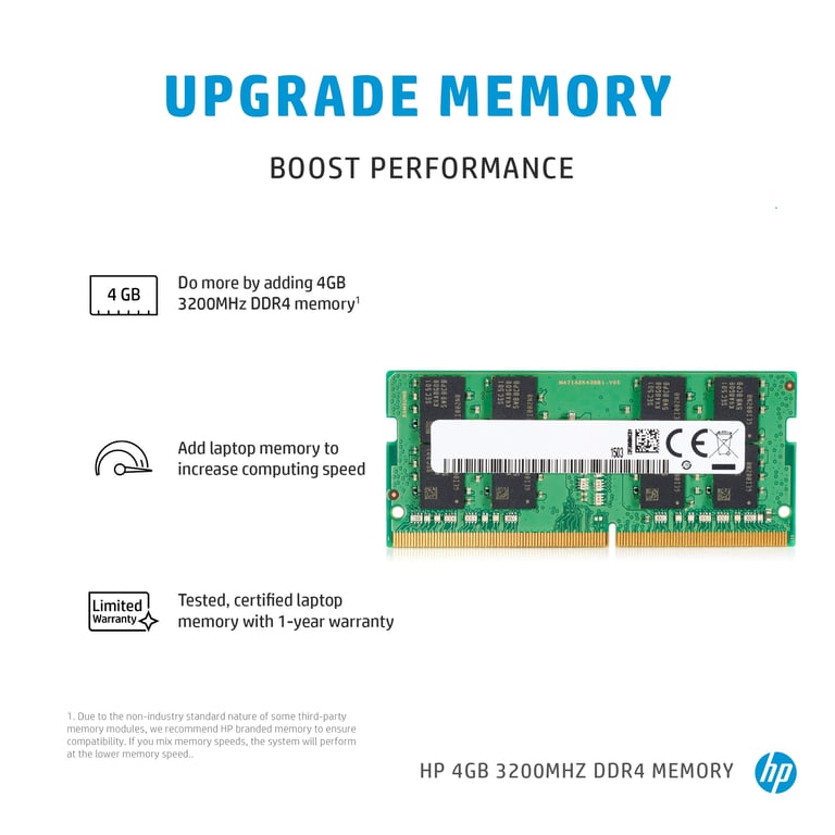 HP 286H5AA module de mémoire 4 Go 1 x 4 Go DDR4 3200 MHz Neuf - vue 3