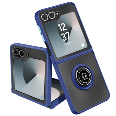 Avizar Funda antigolpes para Galaxy Z Flip 6 con anillo de soporte magnético Azul