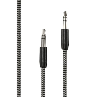 WE Câble Auxiliaire Audio Jack/Jack 3,5mm Mâle Mâle Nylon tressé 1m50 - très résistant - Compatible avec les casques Beats, iPhone iPad iPod Casque HiFi Autoradio Smartphone Tablette MP3 - Noir et Blanc - Neuf