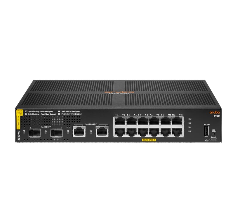 HPE Networking 6100 12G Classe 4 PoE 2G2SFP+ JL679A - vue 3