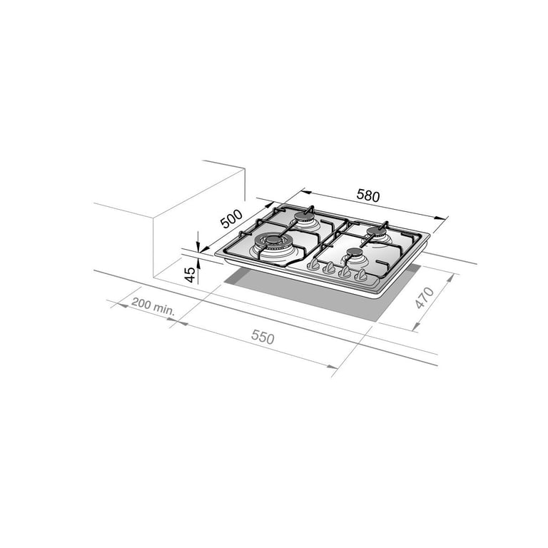 Table de cuisson De'Longhi FFB 46 ASV Encastrable 60 cm Gaz 4 Feux Neuf - vue 2