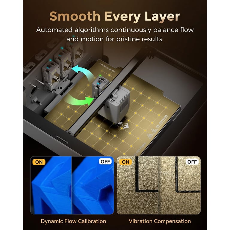 Flashforge Creator 5 Pro Imprimante 3D – 4 têtes indépendantes sans purge changement FlashSwap en 7s vitesse 600 mm/ chambre chauffante 65 °C filtration HEPA13 + actif calibrage automatique systèmes Neuf - vue 4