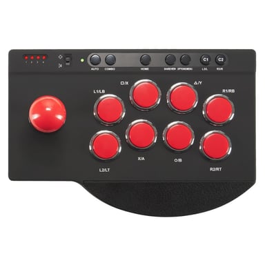 Subsonic SA5662 mando y volante Negro, Rojo Bluetooth/USB Panel de mandos tipo máquina recreativa PlayStation 4