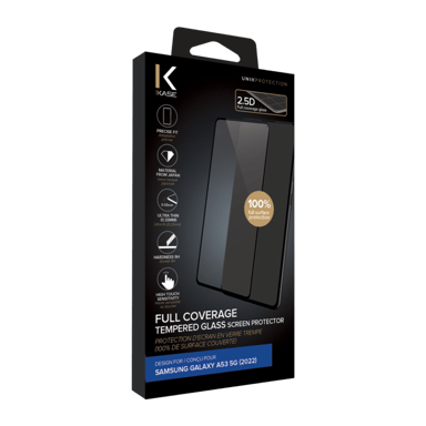 Protection d'écran en verre trempé (100% de surface couverte) pour Samsung Galaxy A53 5G 2022, Noir