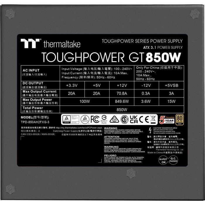 FUENTE ALIMENTACION THERMALTAKE TOUGHPOWER GT 80+ GOLD - vue 2