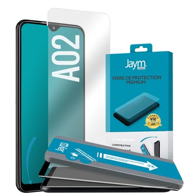 JAYM - Cristal Protector Premium para Samsung Galaxy A02 / M02 (4G) - Plano 2.5D - Garantía de por vida 9H Ultra Durable Calidad Superior Asahi - Aplicador Personalizado Incluido