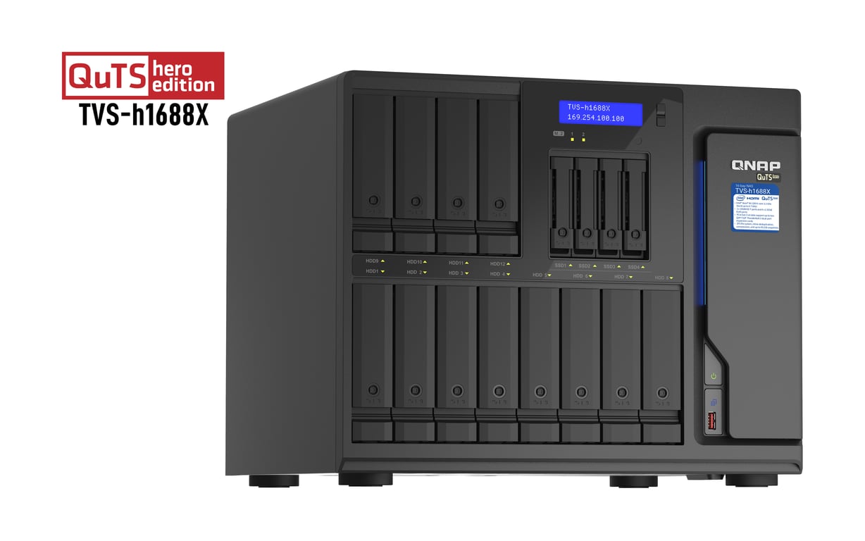 QNAP TVS h1688X NAS Tower Intel® Xeon® W 1250 DDR4 0 To QuTS hero Neuf - vue 2