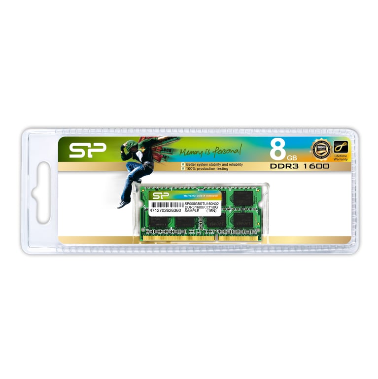 So DDR38GB PC 1600CL11Silicon Power 16puces Neuf
